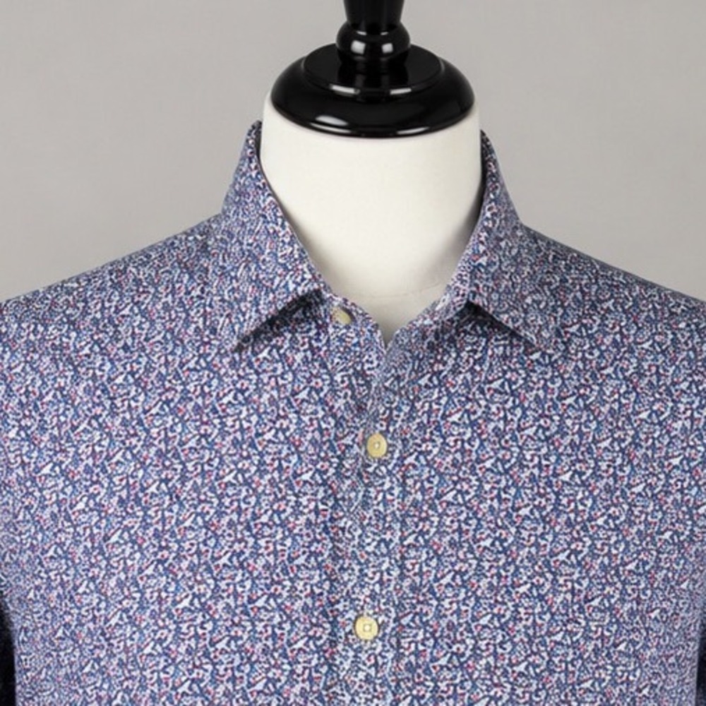 Black Label by Ruffini Mens Slim Fit Floral Italian Made Button Down Shirt‎ Med